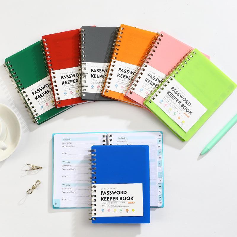 A6 Password Coil Notebook with Custom Letter Tabs & Logo for Business Meetings