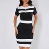 Dámské Kulatý výstřih Krátký rukáv Barevný blok Pruhované Bodycon Mini šaty Elegantní Kancelářské Ležérní Párty Tužkové šaty