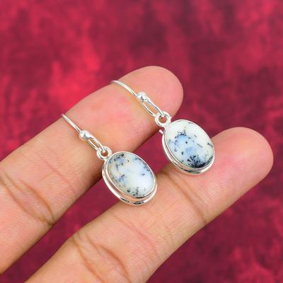 Dendrit Opal Ohrringe 925 Sterling Silber Edelstein Schmuck, handgefertigte Ohrringe für Thanksgiving