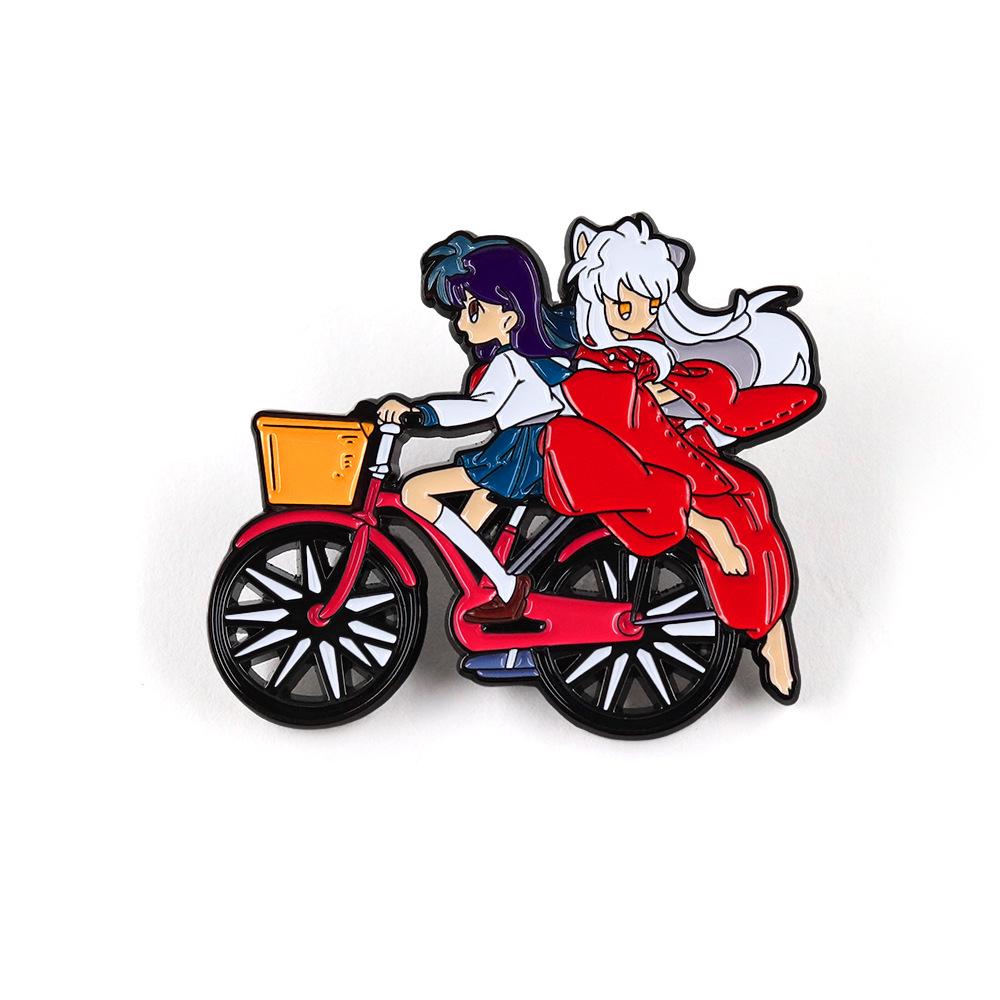 Inuyasha Anime Enamel Badge: Cross-Temporal Bicycle Brooch