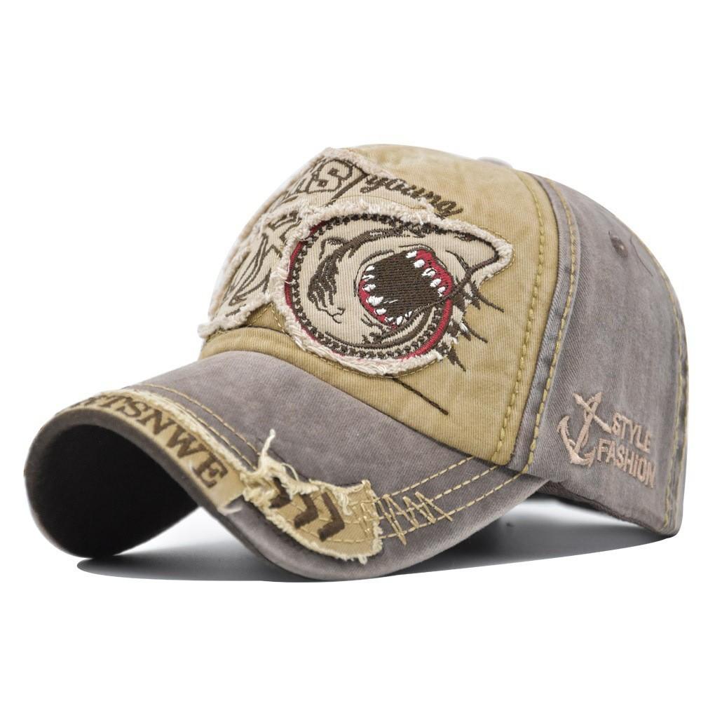 Vintage 3d Embroidered Shark Baseball Cap Cotton Material Adjustable Size For Men And Women