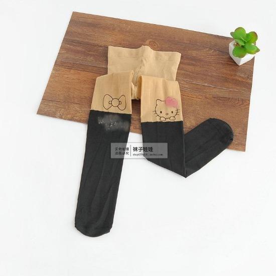 Spring Autumn Warm Baby Kids Tights Printing Cartoon Animal Bear Pantyhose Cats Kitten Bunny Knee Tattoo Student Girls Stocking
