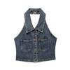 Fashion Style 2024 Summer New Arrival Women's Clothing Stylish Easiest for Match Halter Backless Denim Shirt Uwv840143