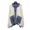 Autumn and Winter New Fake Two-piece Denim Splicing Knitted Cardigan Loose Casual Lazy Wind Sweater Jacket Women