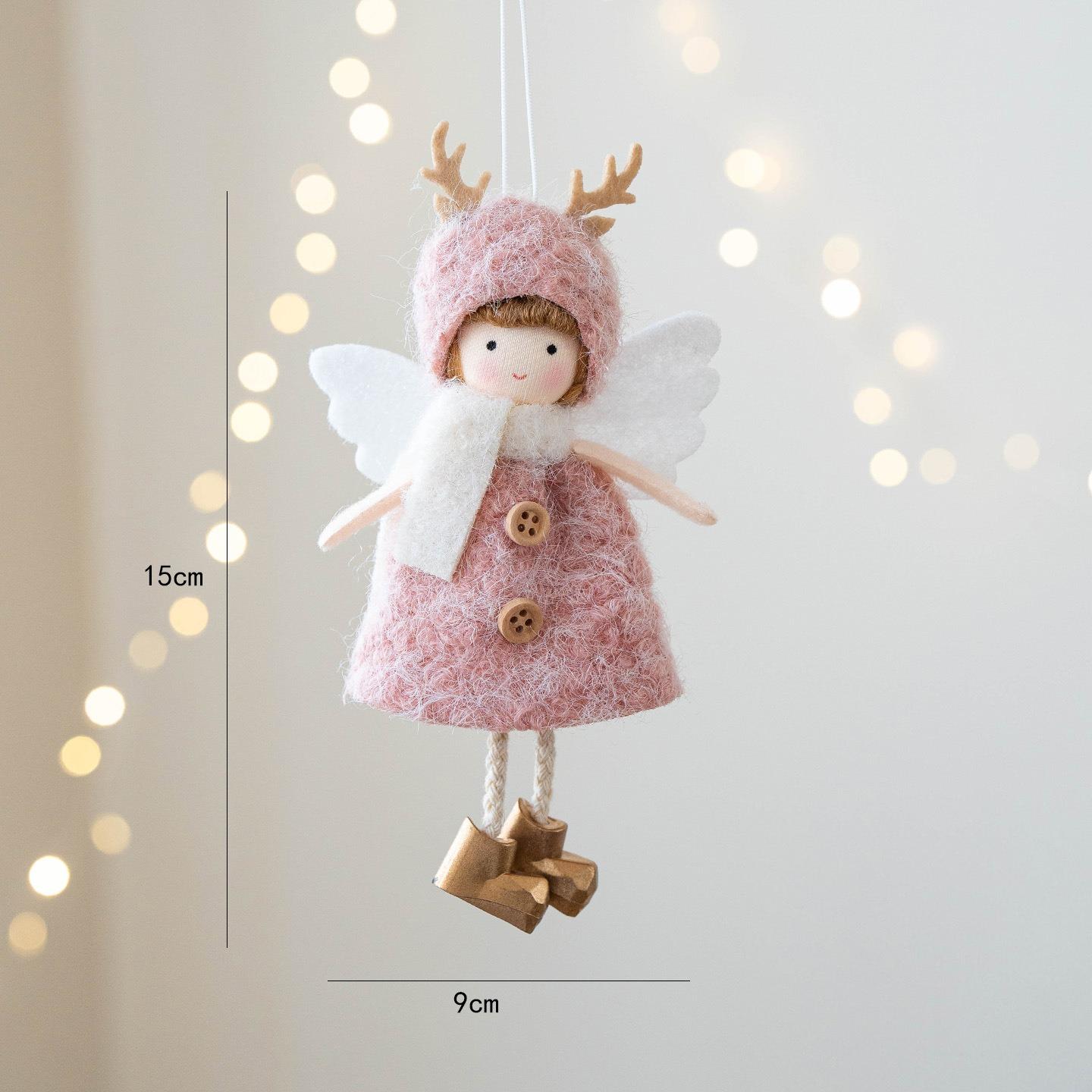 

1 шт. Подвеска-шарм в виде рогов оленя, ангела и девочки, милая мультяшная плюшевая подвеска, маленький подарок, подвеска для украшения рождественской елки, рождественское украшение розовый
