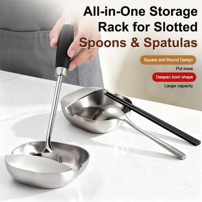 1/2Pcs Stainless Steel Utensils Frame Self Standing Ladle Holder - Kitchen Counter Stove Spoon Spatula Organizer for Household