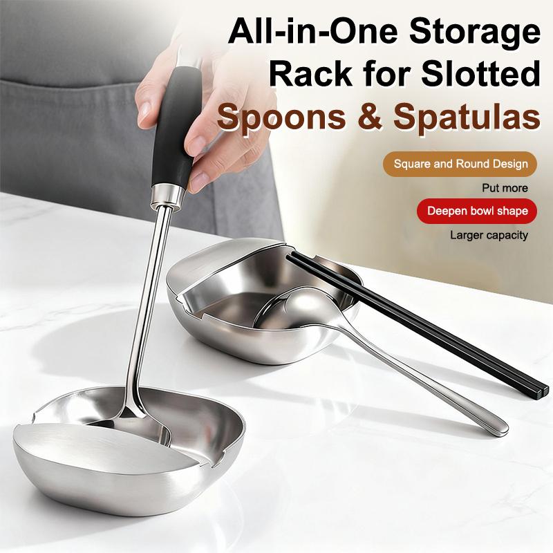 Stove Spoon Holder Stainless Steel Self Standing Utensils Frame Household Ladle Holder For Spoon Spatula Kitchen Counter Stove