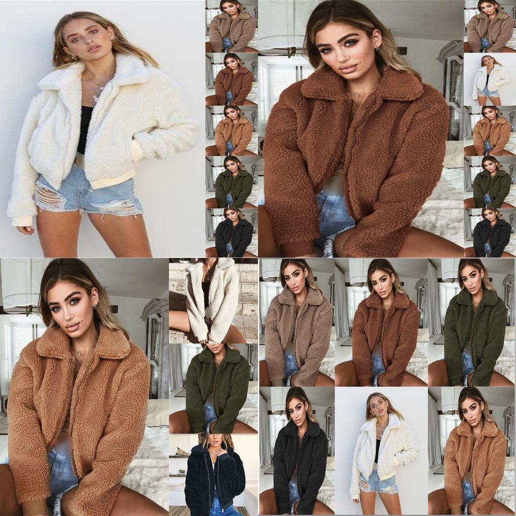 Gemütliche und modische Damen warme Teddybär-Taschen flauschige Fleece-Pelzjacke Mantel