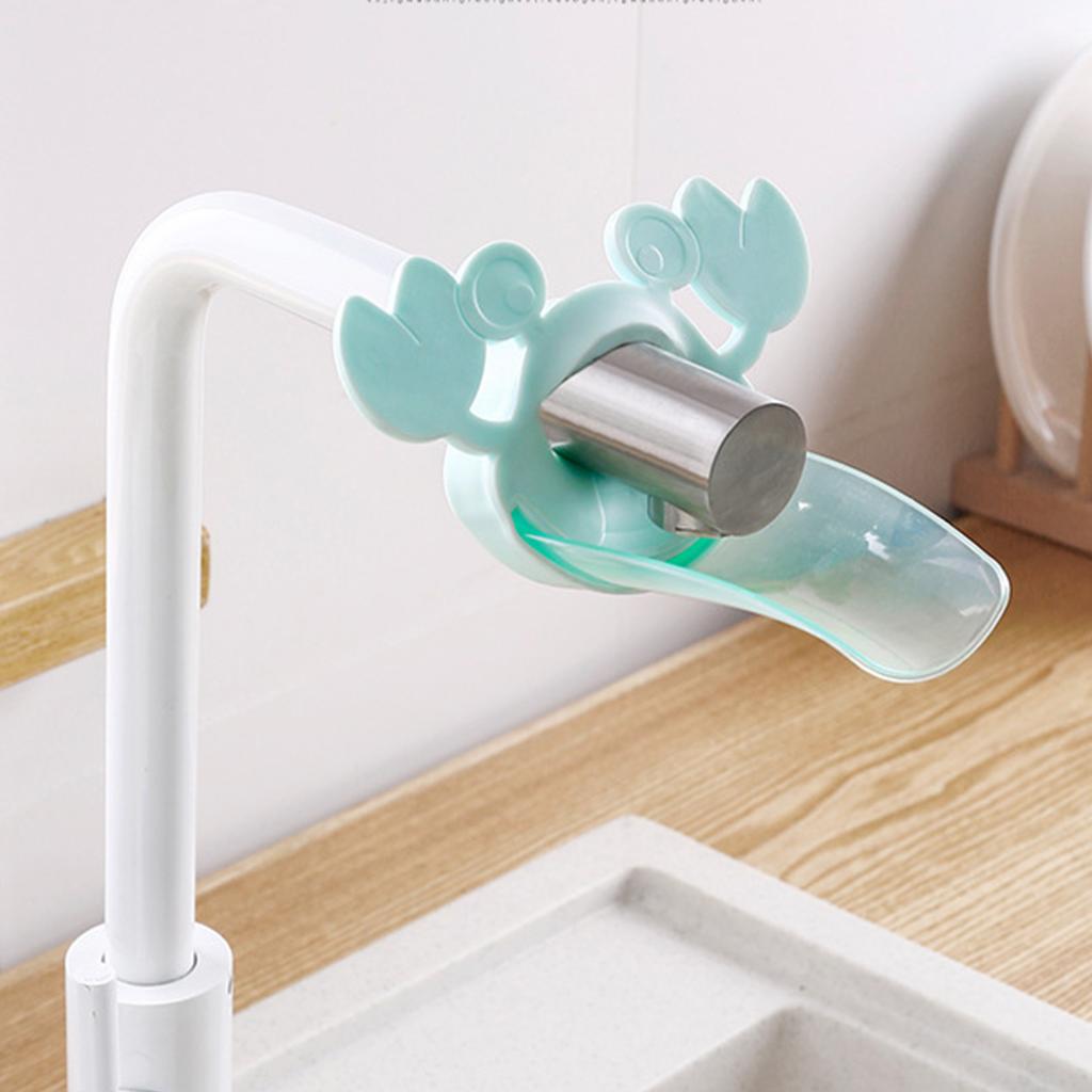 Children Hand Washer Faucet Extender Cartoon Crab Shape Extension Spout Accessory Green