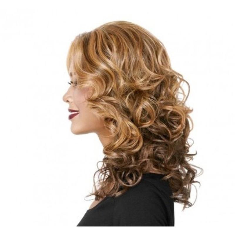 Peluca ondulada de capas largas para mujer, color marrón dorado, sintético, Natural, Rubio, esponjoso, uso diario, pelo de Cosplay, pelucas de alta temperatura