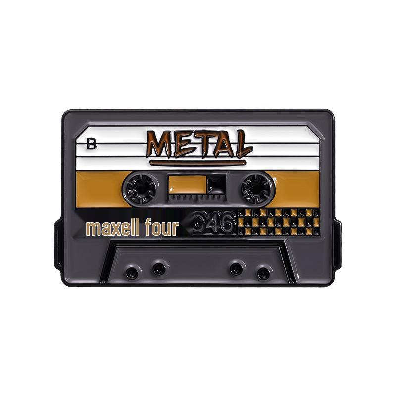 Retro Cartoon Cassette Alloy Brooch Badge - Music Series Pendant Accessory