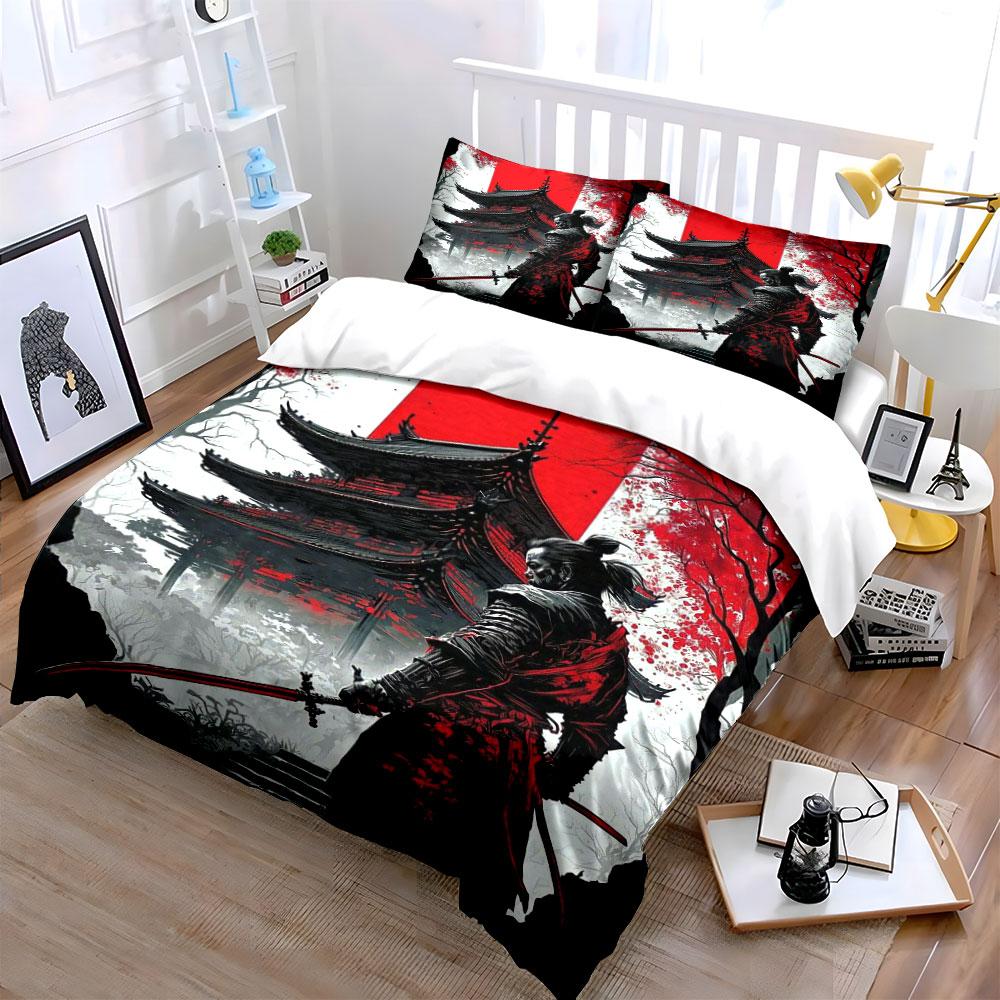 Samurai, Pagoda, and Trees. Bedding Sets Duvet Cover Sets Duvet Covers Pillowcases(1 * Duvet Cover 2 * Pillowcases Without Duvet Insert)