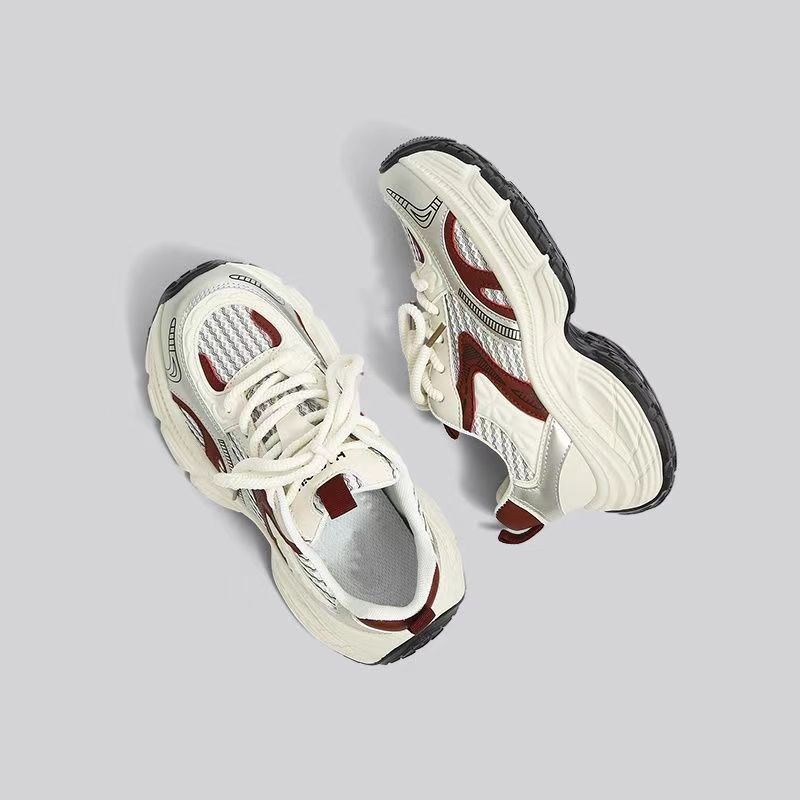 Neue Frühjahrs- und Herbst-atmungsaktive Schuhe Freizeit-Schuhe Nischen-Sportschuhe Plateau Rote Dad-Schuhe