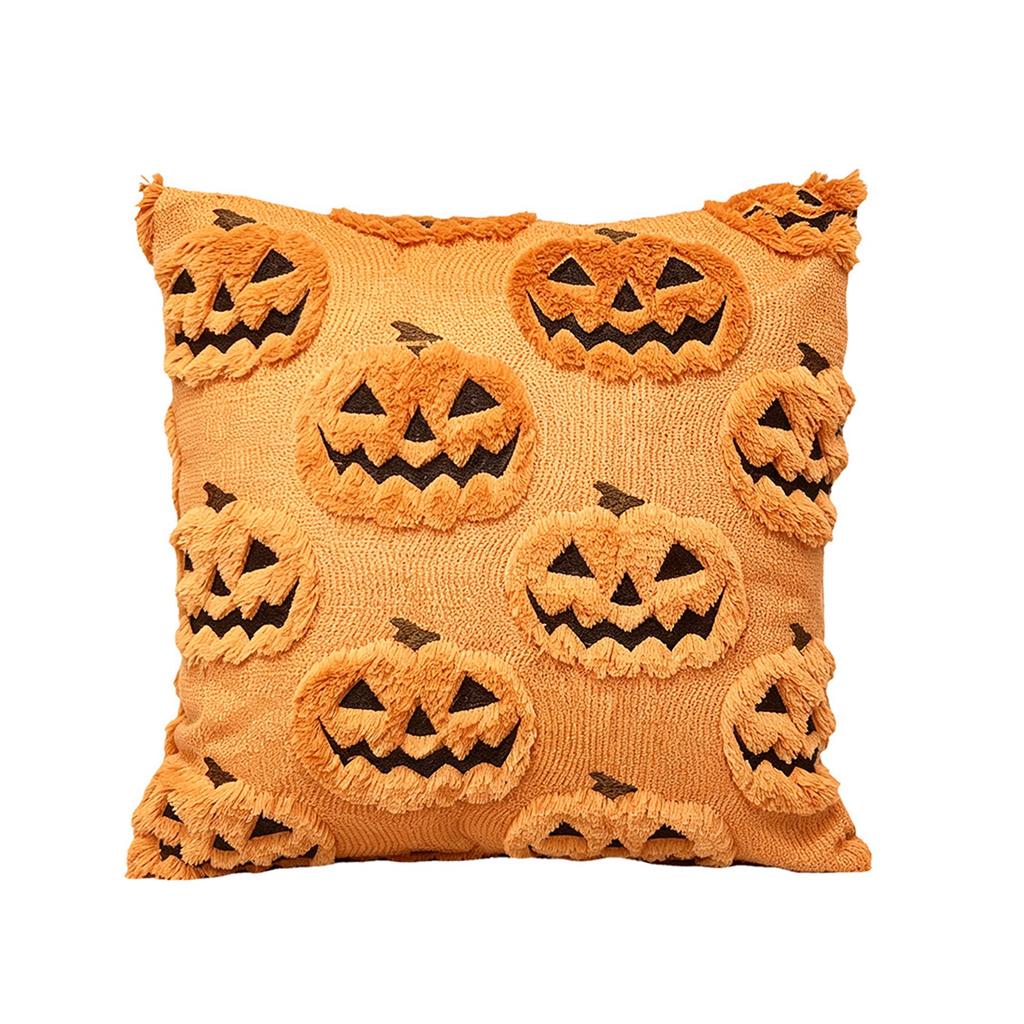 Halloween Pumpkin Pillow Cover Soft Plush Decorative Cushion Case for Sofa Chair Home Seasonal Decoration 18x18 Inches Durable Material
