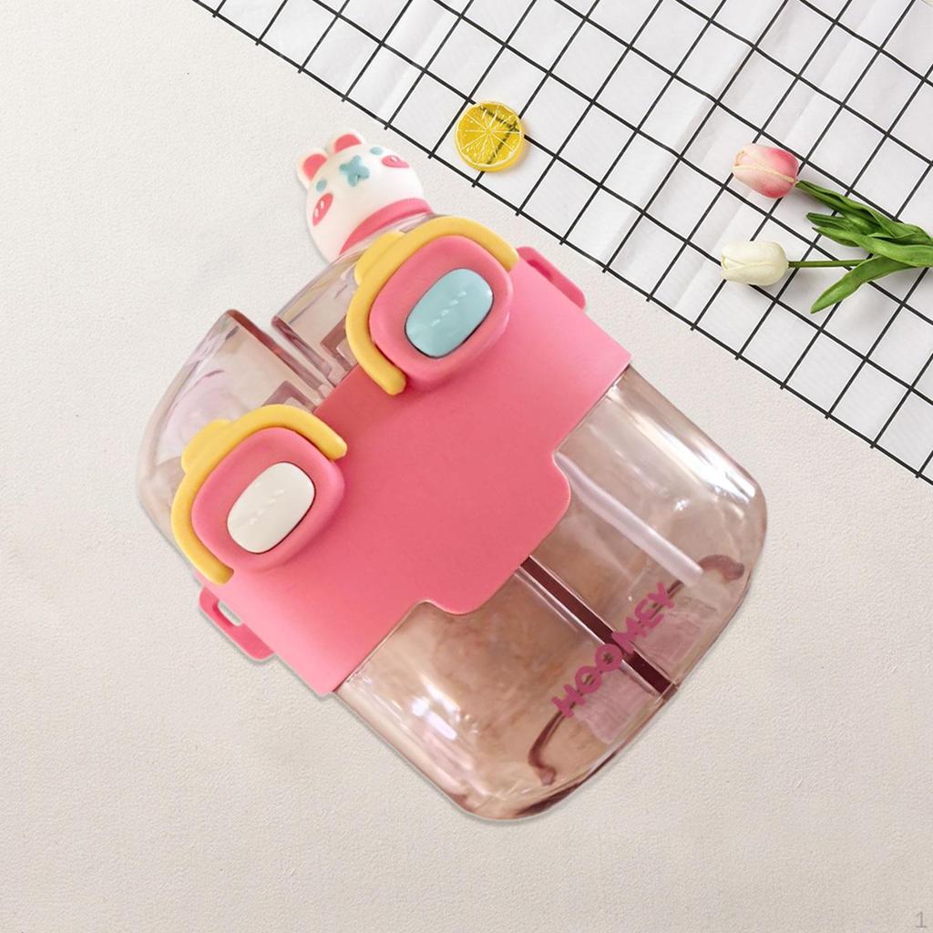 Cute Water Bottle Double Drinking Compartments 780ml Funny Cup with and Strap