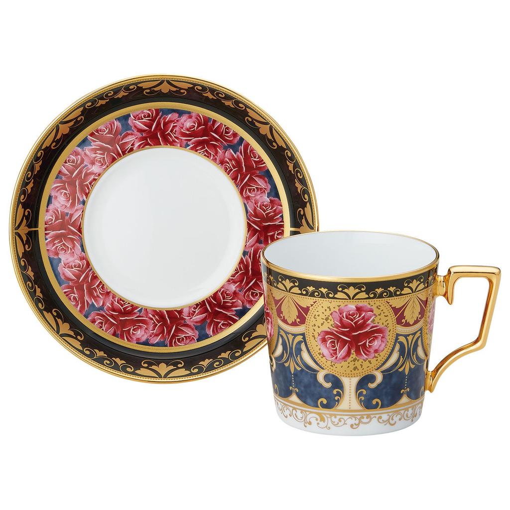 Noritake Coffee Cup Saucer 160cc Homage Collection Colored Rose Pattern Fine Porcelain & (Premium White) T2402/H-769