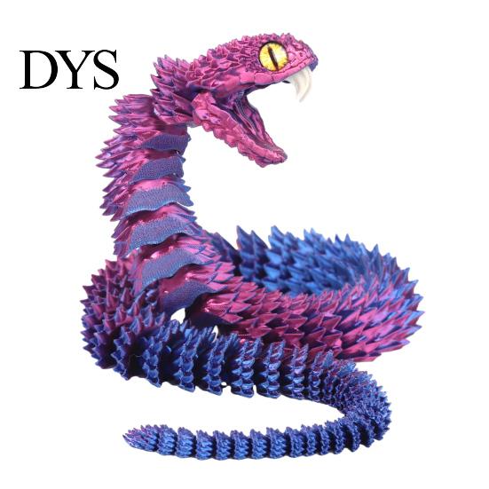 Imaginative Play Animals 3D Printed Snake Articulated Toy, Flexible Jointed Serpent Figurine, Realistic Animal Figurines Fidget Stress Reliever
