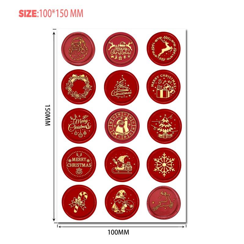 Vintage Christmas Wax Seal Stickers  Retro Sealing Labels for Scrapbook Junk Journal Planner Decoration