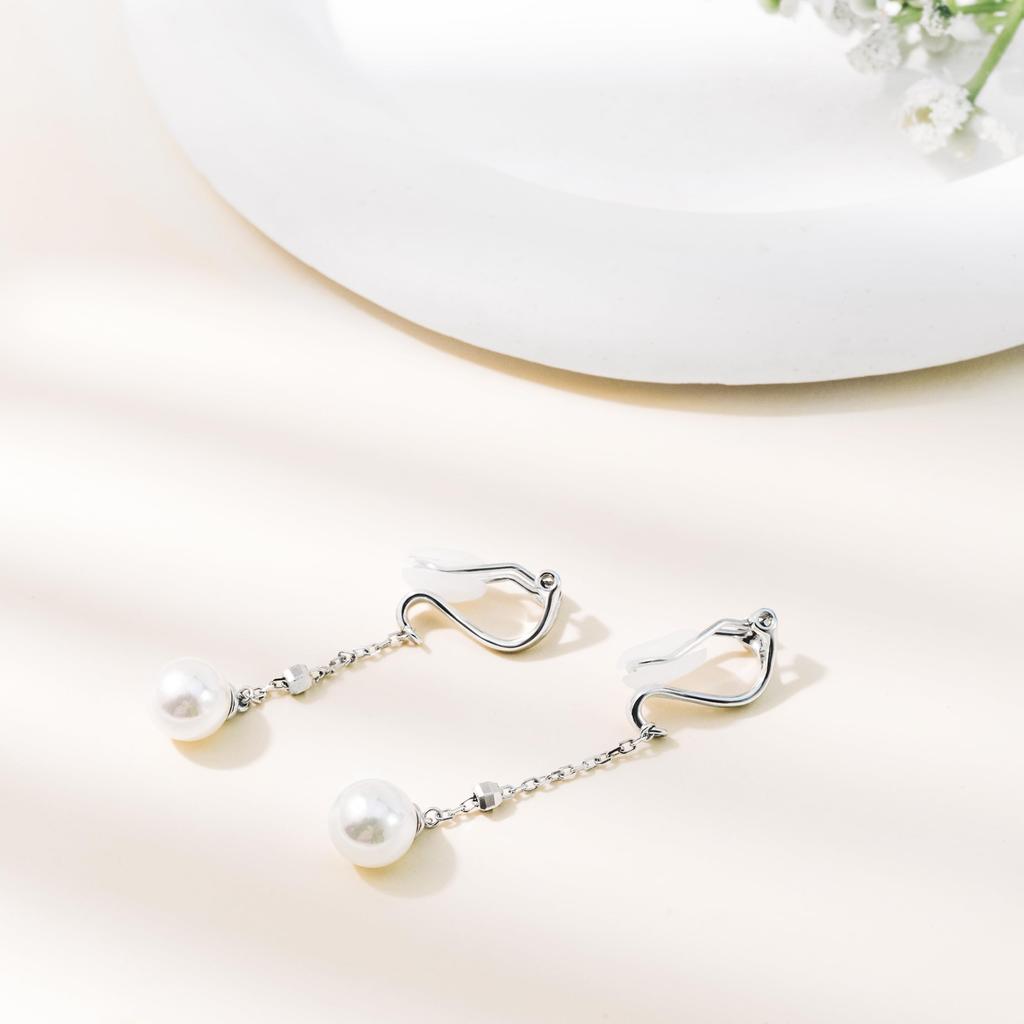 Free bird pearl earrings for dangling earrings for metal June Day gift women, "dancing pearls" women, allergy-friendly, non-pierced earrings, pearl,