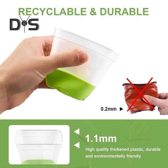 6 Pcs Clear Nursery Pots Seedlings Cultivation Pots with Silicone Base Reusable Seeds Starter Flower Pot with Labels for Garden Balcony