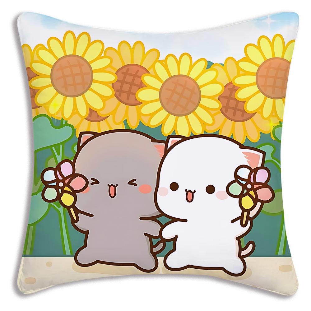 Cute PeachS And G-GomaS Pillow Covers Cartoon Sofa Decorative Home Double-sided Printing Short Plush Cute Cushion Cover