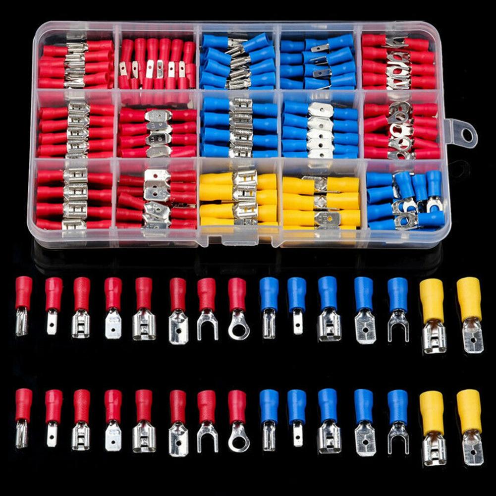 Wire Connector Crimp Spade Terminals Assorted Crimp Spade Terminal Insulated Electrical Wire Connector Kit Set 1 Hole 280PCS 80