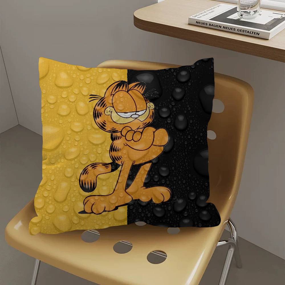 Cartoon Garfield Cute Cat Cushion Cover Car Throw Pillow Case For Sofa Car Christmas Gift 40X40Cm 45X45Cm