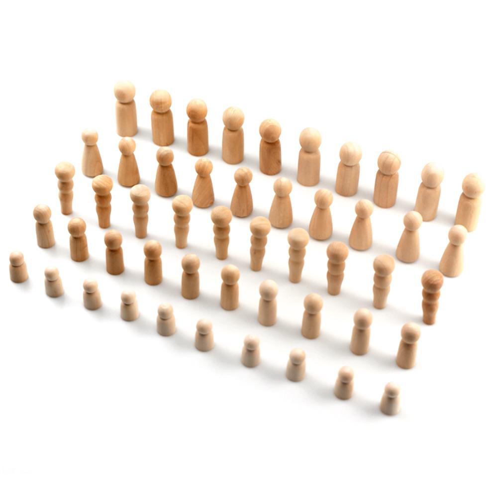 50Pcs Unfinished Wooden Peg Dolls DIY Children Decorative Painted Crafts School OrnamentsJM01896