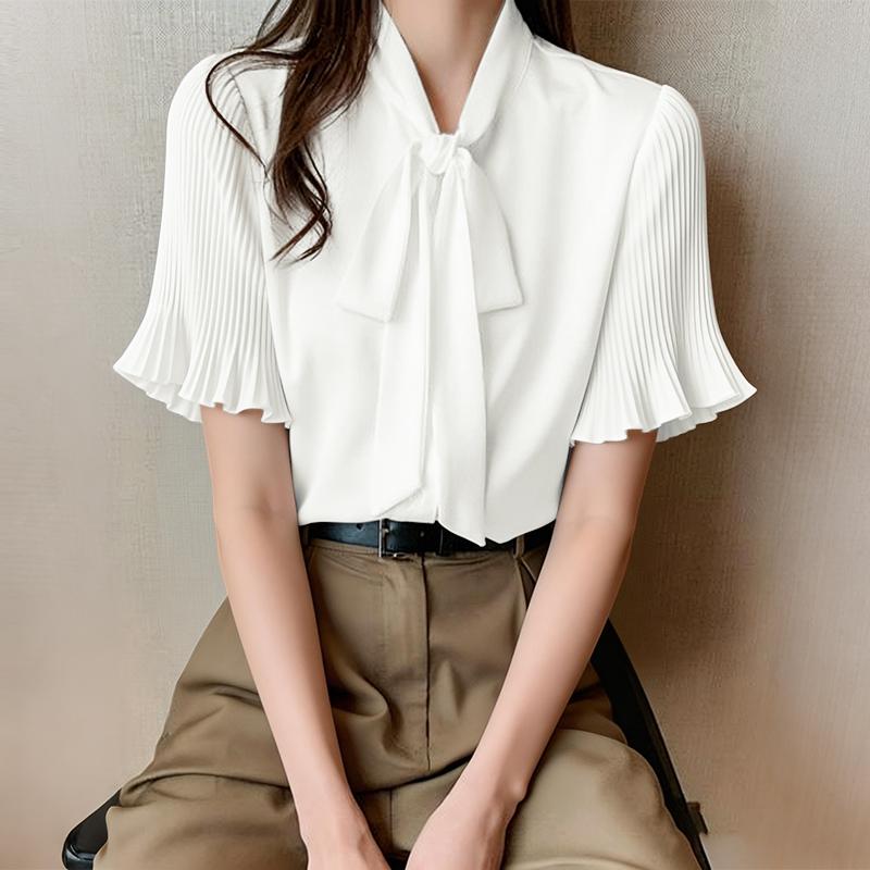 ZANZEA Womens Casual Ruffles Short Sleeve Elegant Commuer Loose Blouse S