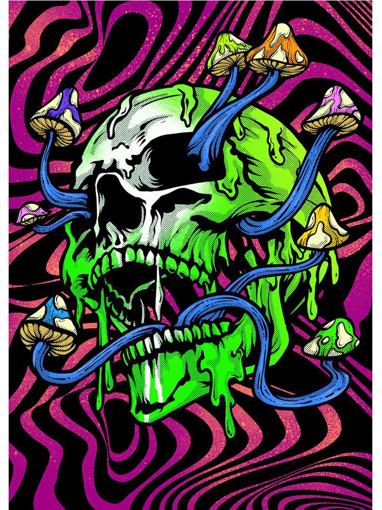 

Психоделический череп, гриб, лев, постер с принтом, холст, картина, абстрактная настенная художественная картина для гостиной, домашний декор, Cuadros 70x120cm No Fram