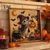 DIY Decorative Wall Hanging Halloween Cat Faux Pearl Painting Art Kit, Spooky 3D Beads Crafting Kits for Beginners Crafts, Cute Witch Gem Adults,