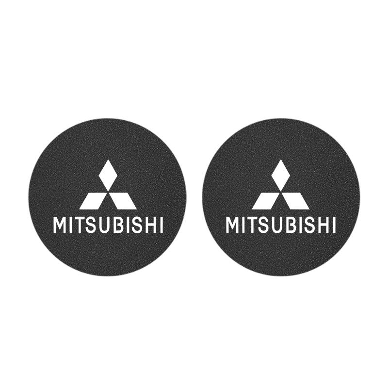 Cwnqah1 Cwmvjg1 2Pcs Car Cup Mat Leather Auto Cup Slot Non-Slip Coaster For Mitsubishi EK Pajero Xpander Eclipse Cross ASX L200 Xforce Outlander