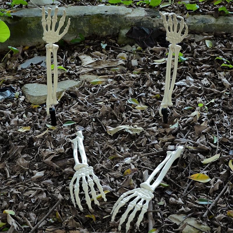 WTEMPO Halloween Skeleton Stakes Zombie Ghost Arm Stake Severed Plastic Skeleton Hands Yard Signs for Lawn Stakes Garden Halloween Props Decoration
