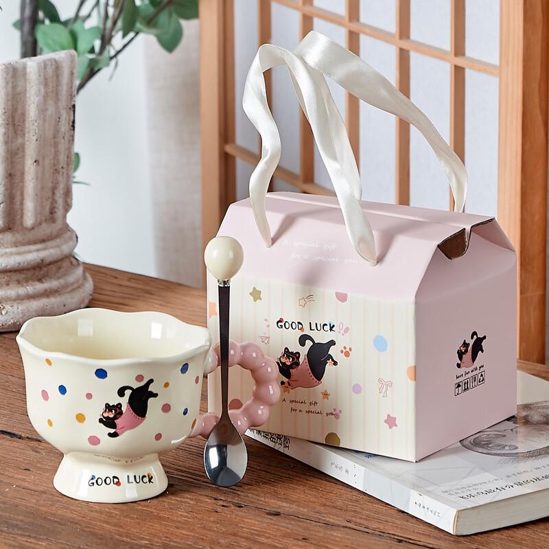 

Creative Ceramic Mug with Spoon Pearl Mug with Spoon