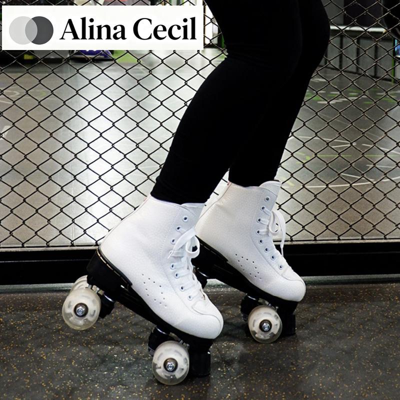 Rollschuhschuhe Größe 35-45 4 Räder Quad Sneakers Skaten Pu-Leder Sport Anfänger Herren und Damen Rollschuhschuhe Geschenk