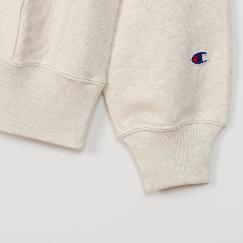 Parka Long Sleeve Cotton 10oz One Point Logo Reverse Hooded Sweatshirt Casual Oatmeal [Champion] 100% Weave(R) Women's CW-Z102