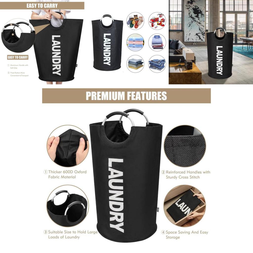 Chic Black Collapsible Laundry Hamper With Generous Size For Effective Clutter Control