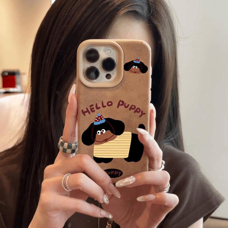 Hat Puppy Flip for Apple 16promax Mobile Phone Case 12 New Iphone13 Large Hole Anti-drop 11