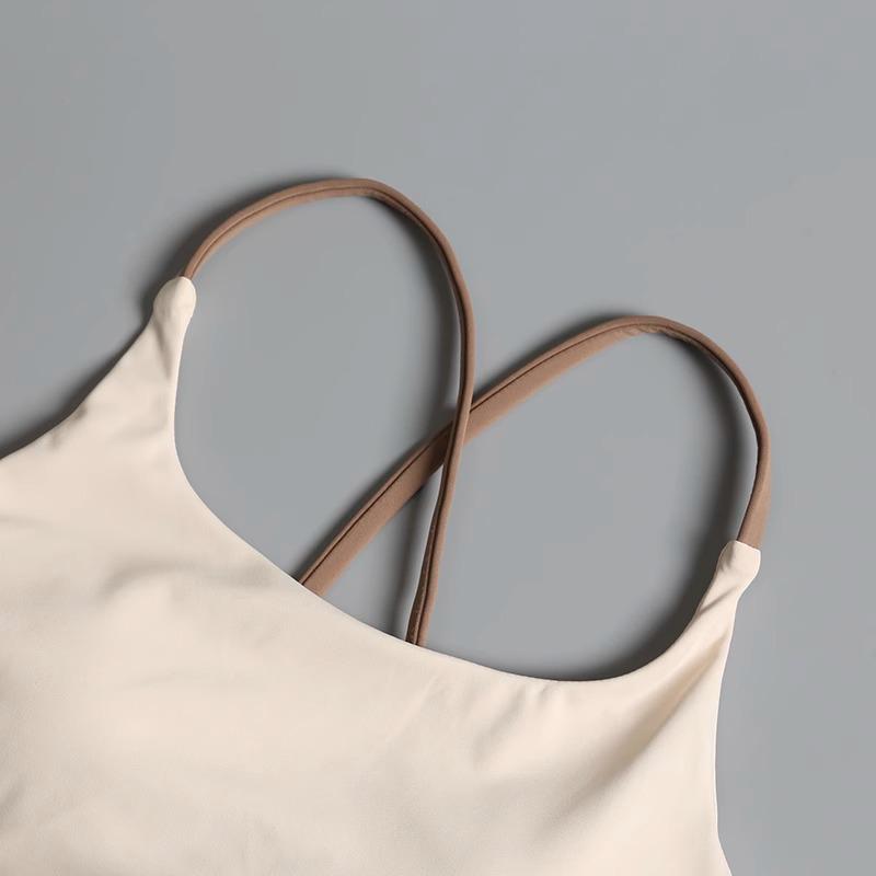 Women's Strappy Back Yoga & Pilates Tank Top with Chest Pad - Fitness & Running Sportswear