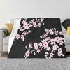 Floral Cherry Blossom Pink Black Soft Warm Light Thin Blanket Asia Floral Flowers Nature Vector White Elegant For Her Japan
