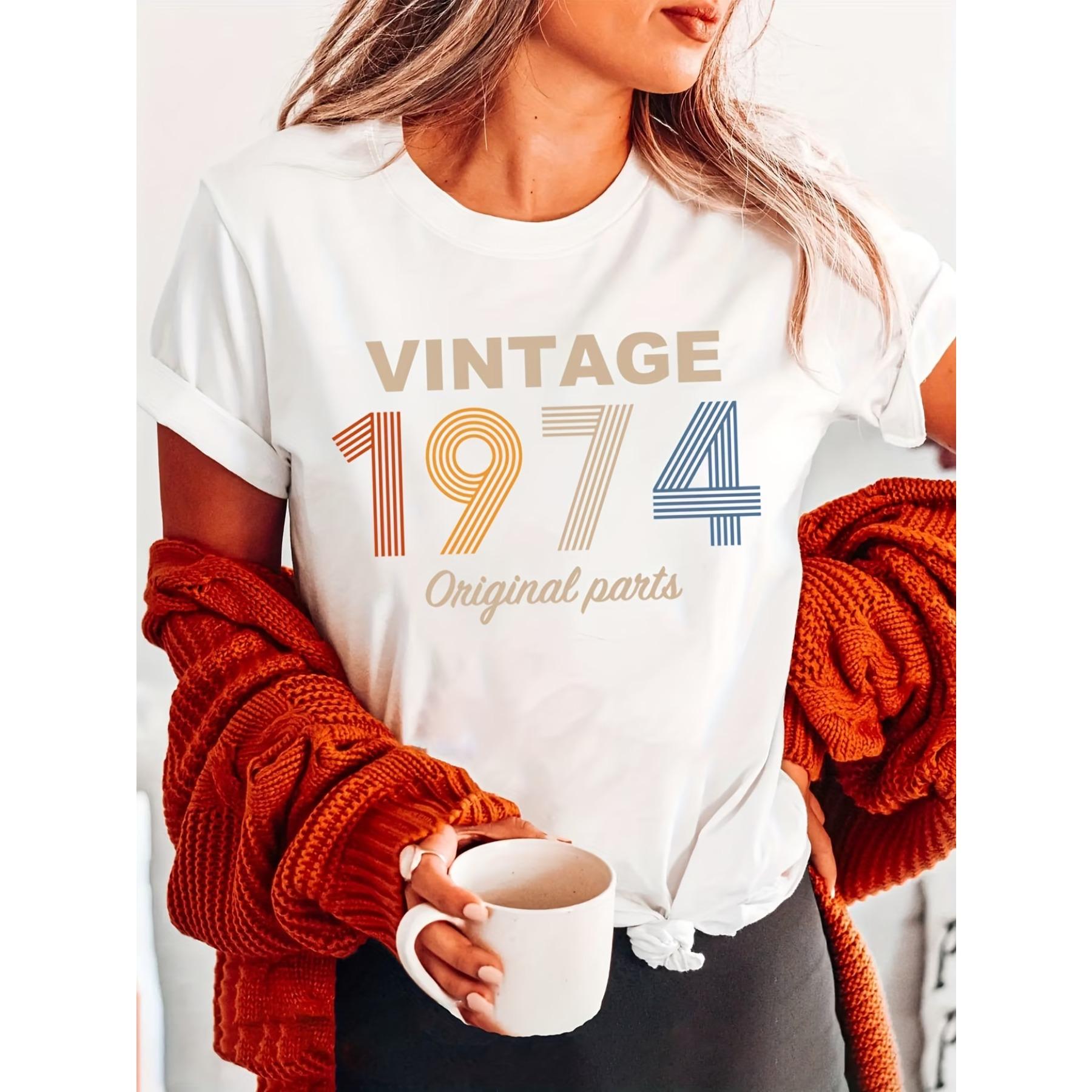 

Ретро 50 Лет Винтаж 1974 Оригинальные Детали 50-й День Рождения Мода Печать Буквами Футболка S белый