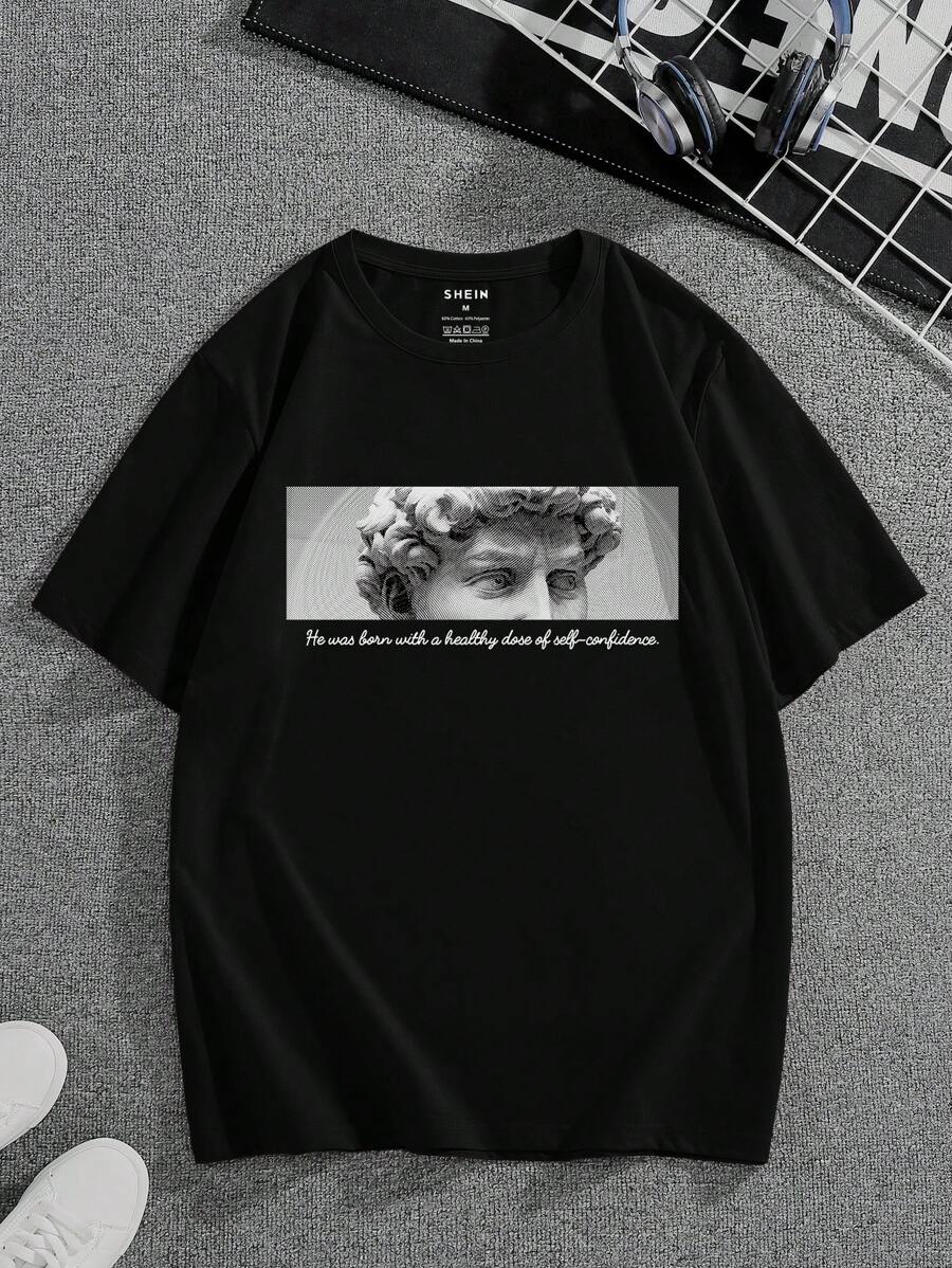 

Manfinity Dauomo Unisex Figure & Slogan Graphic Tee L