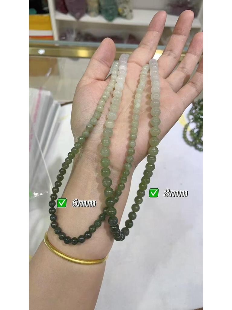 Elegant Gradient Hetian Jade Beaded Necklace – Chinese Style Women's Jewelry