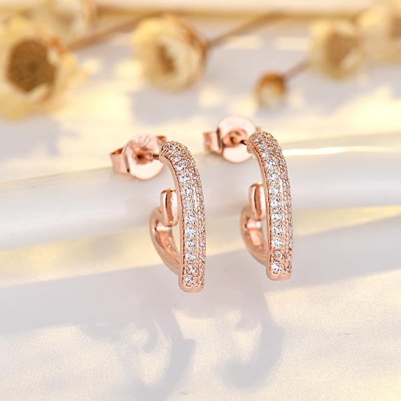 Skeleton Love Zirconia Earrings Peach Heart Earrings Tide Fashion Hundred Heart-shaped Ear Jewelry