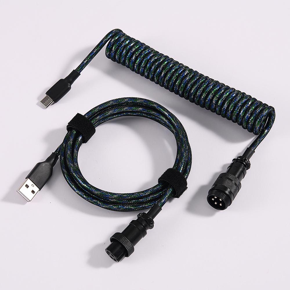 GX16 Coiled Keyboard Cable Type C Metal USB Coiled Cable for USB Keyboard