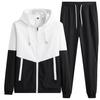 2 Pcs/Set Spring Coat Pants Set Drawstring Hooded Elastic Waist Contrast Color Zipper Warm Young Style Pockets Coat Trousers Suit Jogging Clothes