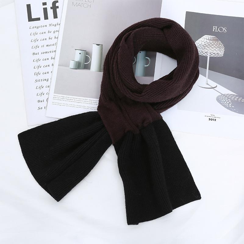 Autumn and Winter New Compact Couple Scarf Open Cross Knitted Shawl Scarf Two Color Splicing Couple Scarf