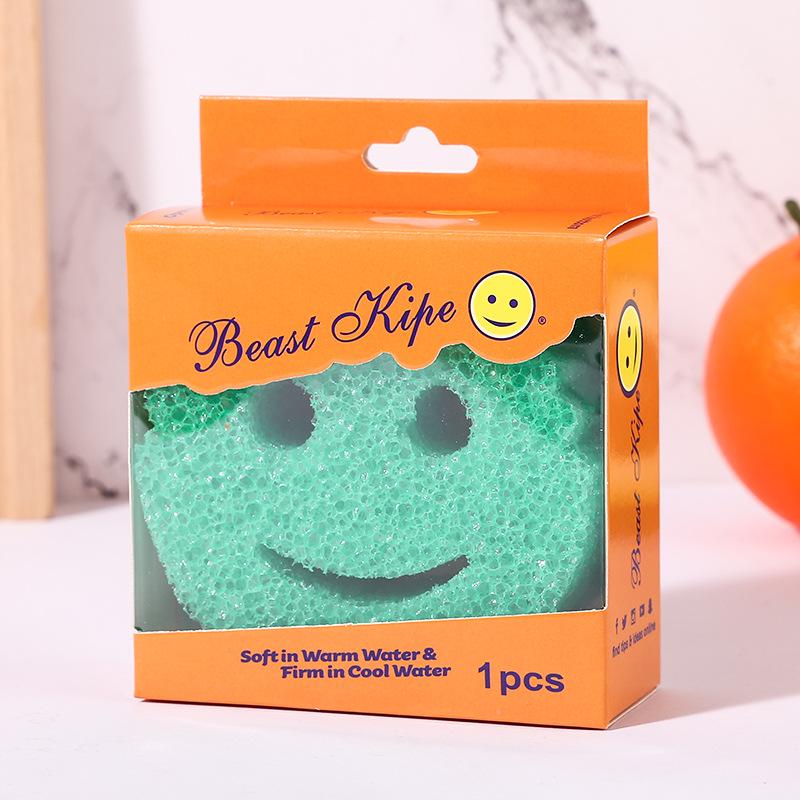 Douyin Smiley Magic Cleaning Sponge – Loofah-Style Honeycomb Kitchen Dish Sponge
