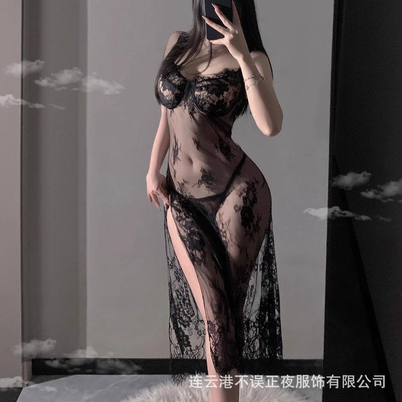 Sex Underwear Sexy Purple Suspender Dress Pure Lace Perspective Pajamas Small Breasts Uniform Women