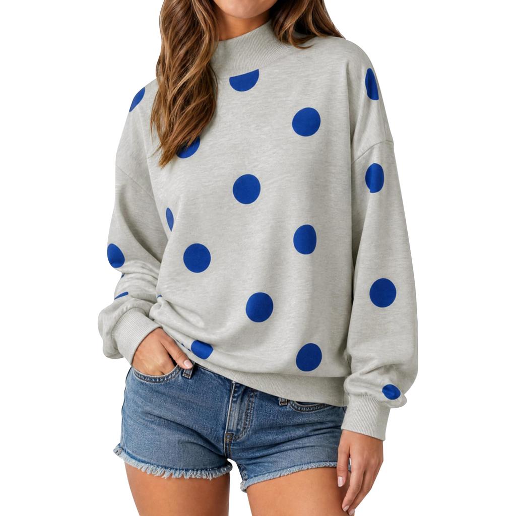 Women's Casual Printed Long Sleeve Crewneck Sweatshirt Top for Daily Wear